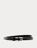 Leather Skinny Buckle Belt