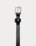 Leather Skinny Buckle Belt