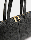 Textured Double Zip Grab Bowler Bag