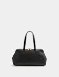 Textured Double Zip Grab Bowler Bag