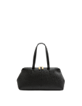Textured Double Zip Grab Bowler Bag