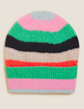 Knitted Striped Beanie Hat