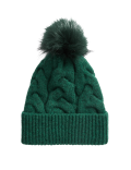 Knitted Cable Faux Fur Pom Hat
