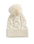 Knitted Cable Faux Fur Pom Hat