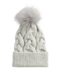 Knitted Cable Faux Fur Pom Hat