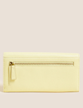 Leather Croc Effect Large Foldover Purse