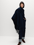 Brushed Fringed Wrap Scarf with Wool