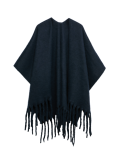 Brushed Fringed Wrap Scarf with Wool