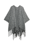 Brushed Fringed Wrap Scarf with Wool