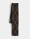 Argyle Skinny Scarf with Wool