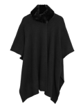 Knitted Faux Fur Collar Poncho