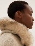 Faux Fur Trim Hooded Poncho