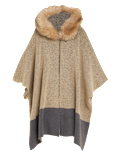 Faux Fur Trim Hooded Poncho
