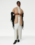 Woven Colour Block Tassel Poncho