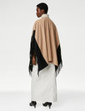 Woven Colour Block Tassel Poncho