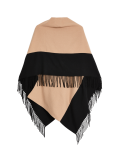 Woven Colour Block Tassel Poncho
