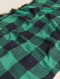 Checked Fringed Scarf with Wool