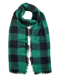Checked Fringed Scarf with Wool