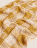 Checked Fringed Scarf with Wool