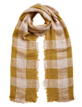 Checked Fringed Scarf with Wool