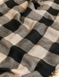 Checked Fringed Scarf with Wool