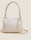 Leather Braided Handle Cross Body Bag