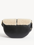 Faux Shearling Saddle Cross Body Bag