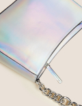 Faux Leather Chain Strap Underarm Bag
