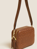 Leather Woven Cross Body Camera Bag