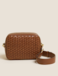 Leather Woven Cross Body Camera Bag
