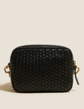 Leather Woven Cross Body Camera Bag