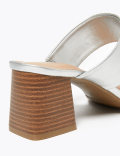 Metallic Block Heel Mules