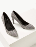 Stiletto Heel Checked Pointed Court Shoes