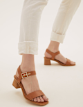 Wide Fit Ankle Strap Block Heel Sandals