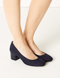 Wide Fit Block Heel Court Shoes