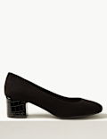 Wide Fit Block Heel Court Shoes