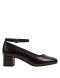 Wide Fit Croc Block Heel Court Shoes