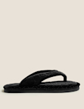 Velvet Open Toe Thong Slipper