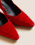 Velvet Stiletto Heel Slingback Shoes
