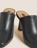 Leather Square Toe Mule Court Shoes