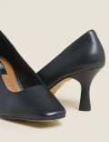 Leather Square Toe Court Shoes