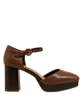 Leather Platform Square Toe Heels