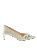 Satin Kitten Heel Trim Court Shoes