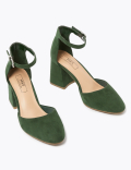 Ankle Strap Block Heel Court Shoes