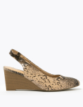 Printed Wedge Pointed Slingback Shoes
