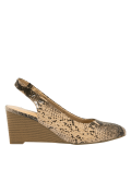 Printed Wedge Pointed Slingback Shoes