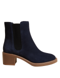 Suede Chelsea Block Heel Ankle Boots