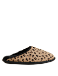 Leopard Print Faux Fur Lined Mule Slippers