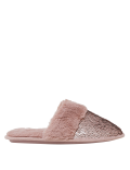 Faux Fur Sequin Mule Slippers