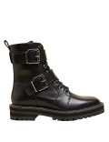 Leather Chunky Flat Ankle Boots